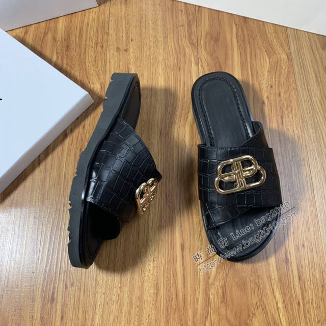 Balenciaga經典款男鞋 巴黎世家頂級版本男士夏季牛皮鞋面涼拖  hdbl1282